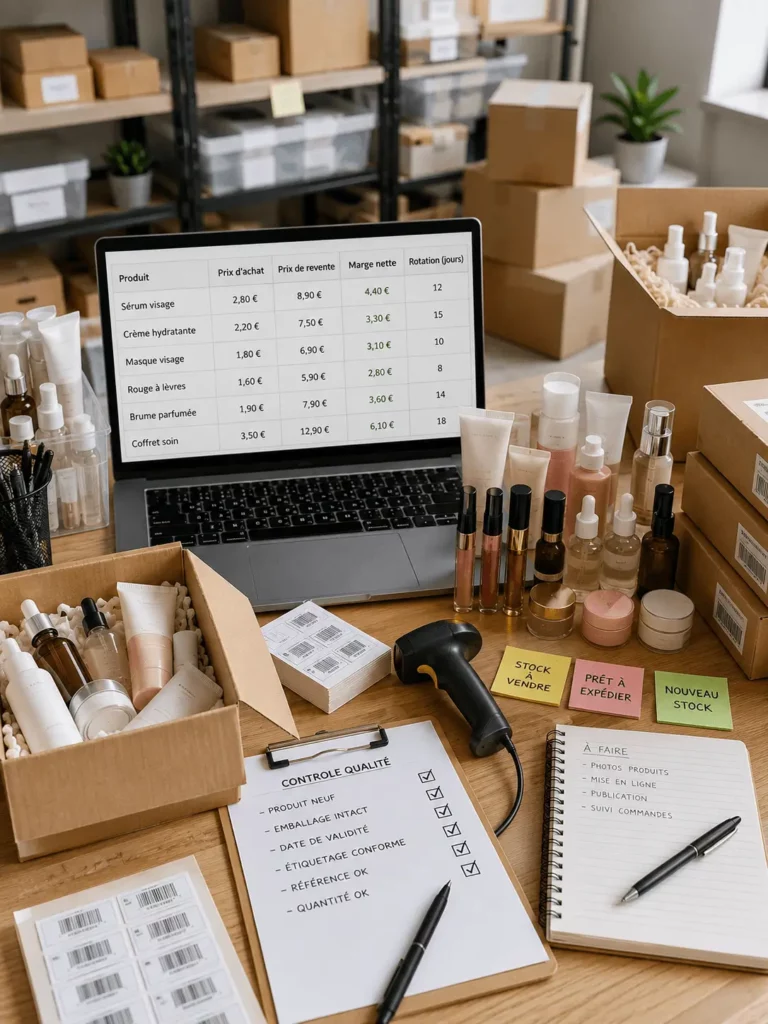 Produits beauté déstockage rentables avec soins visage maquillage coffrets et accessoires