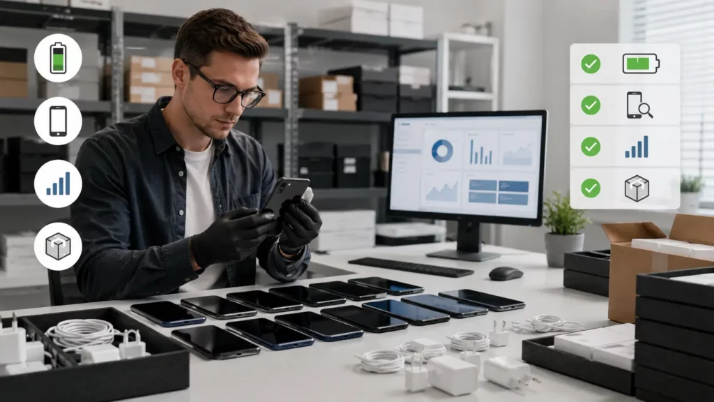 Déstockage smartphone avec contrôle qualité avant revente