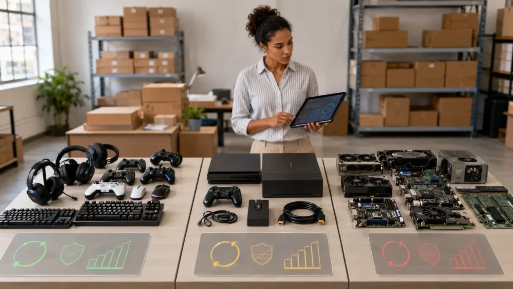 Destockage gaming avec manettes, casques et périphériques sélectionnés pour leur rentabilité