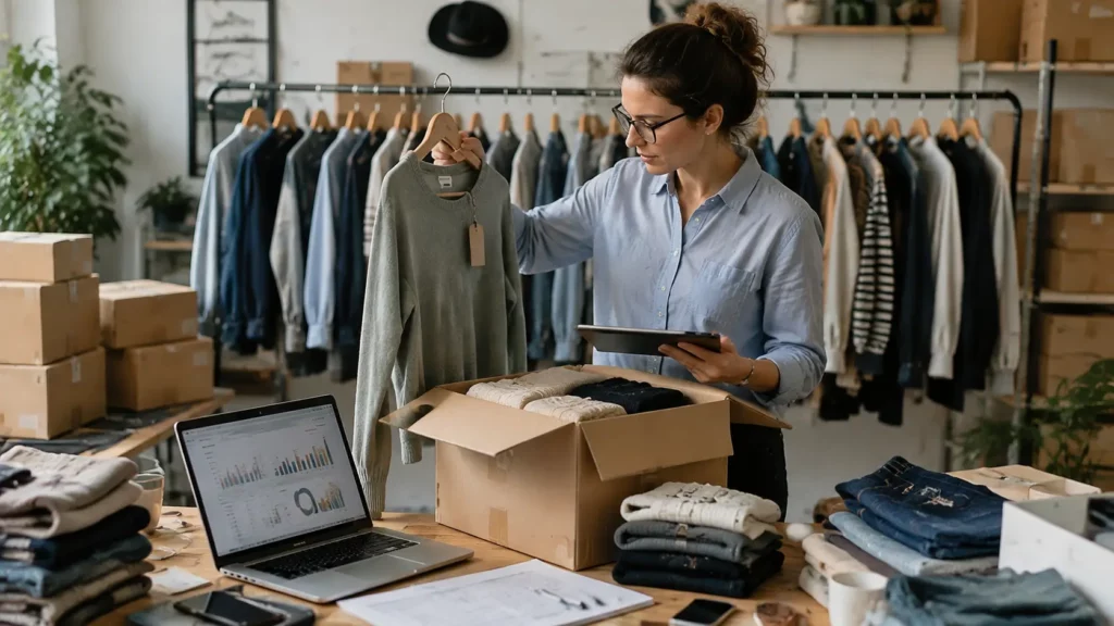 Déstockage mode marques analysé par un revendeur professionnel avant revente