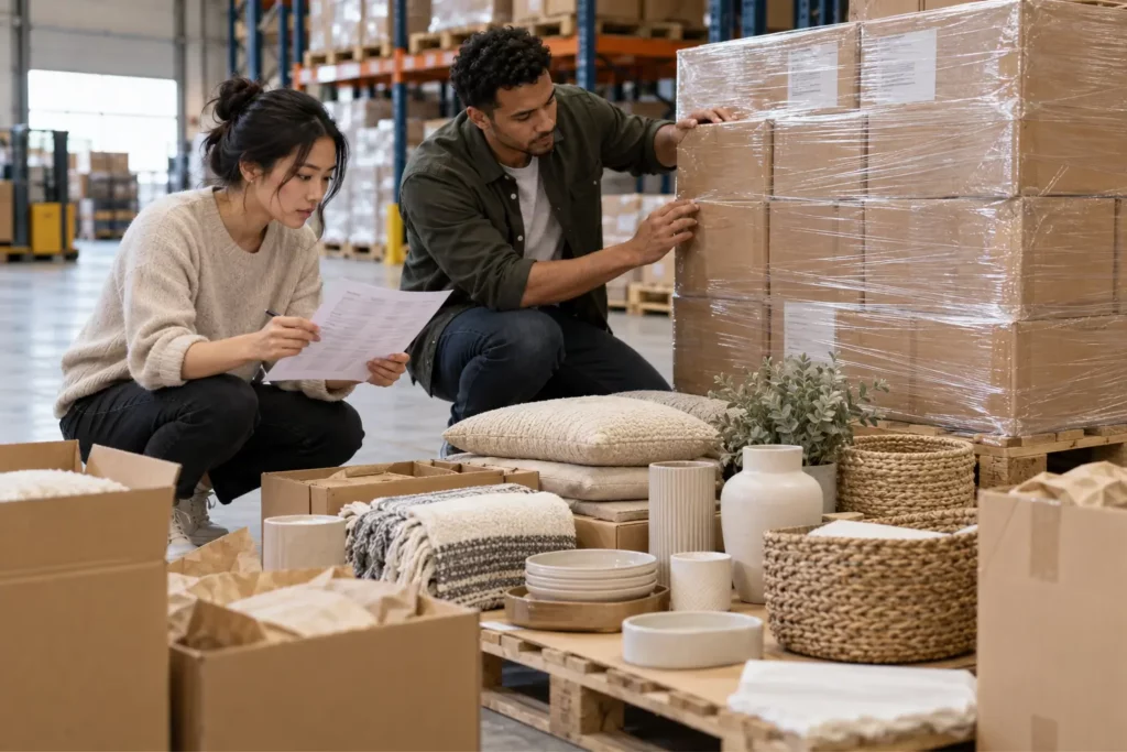 Contrôle de l’inventaire et de l’état des produits lors d’un achat palettes distributeurs